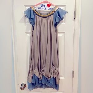 BCBG Max Azria Runway Dress - Cotton & Silk Blend Grey Drape Material Size M